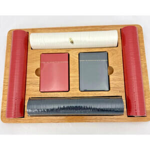 Marlboro Poker Chip and Playing Card Set Sealed With Wooden Case Vintage